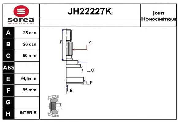 Joint Kit, drive shaft (JH22227K)