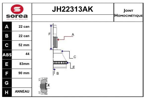 Joint Kit, drive shaft (JH22313AK)