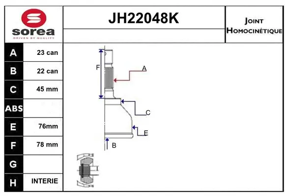Joint Kit, drive shaft (JH22048K)