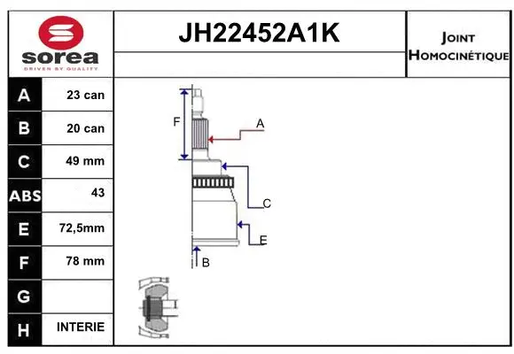 Joint Kit, drive shaft (JH22452A1K)