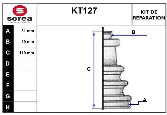 Bellow Kit, drive shaft (KT127)