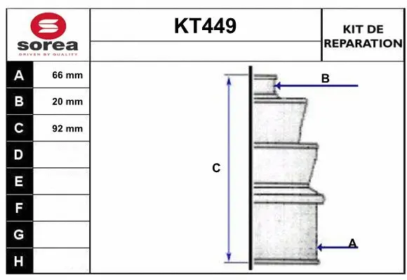 Bellow Kit, drive shaft (KT449)