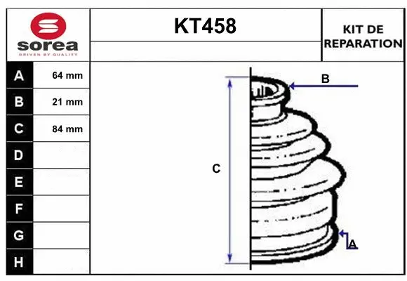 Bellow Kit, drive shaft (KT458)