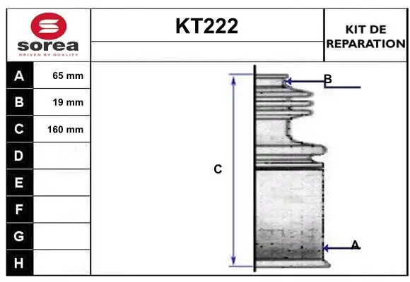 Bellow Kit, drive shaft (KT222)