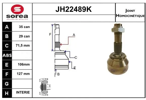 Joint Kit, drive shaft (JH22489K)