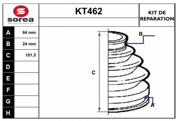 Bellow Kit, drive shaft (KT462)