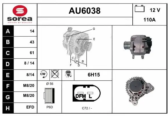 Alternator (AU6038)