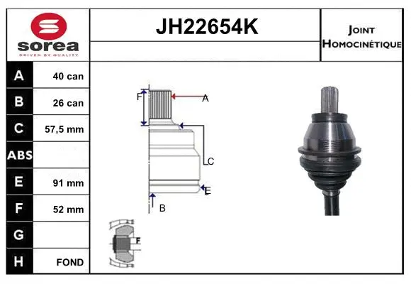 Joint Kit, drive shaft (JH22654K)