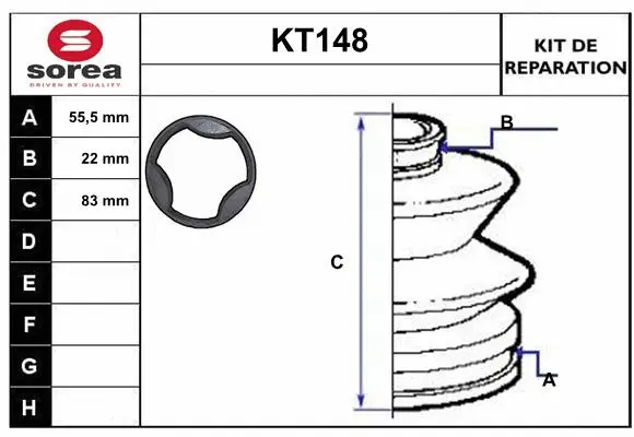 Bellow Kit, drive shaft (KT148)