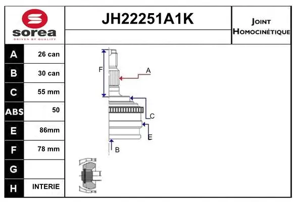 Joint Kit, drive shaft (JH22251A1K)
