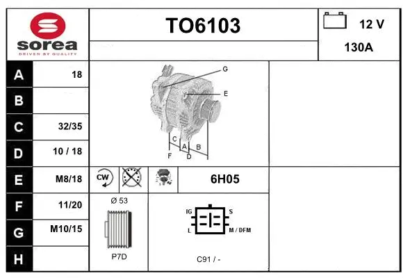 Alternator (TO6103)