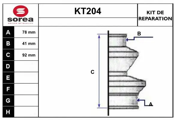Bellow Kit, drive shaft (KT204)