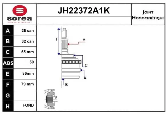 Joint Kit, drive shaft (JH22372A1K)