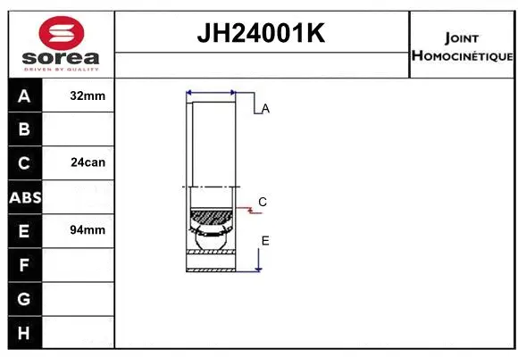 Joint Kit, drive shaft (JH24001K)