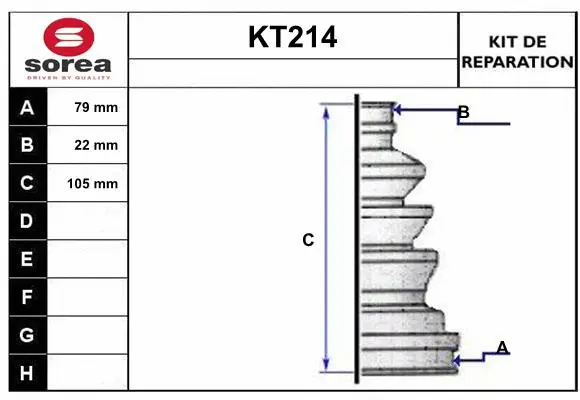 Bellow Kit, drive shaft (KT214)