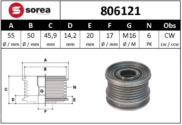 Alternator Freewheel Clutch (806121)