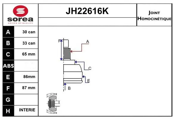 Joint Kit, drive shaft (JH22616K)