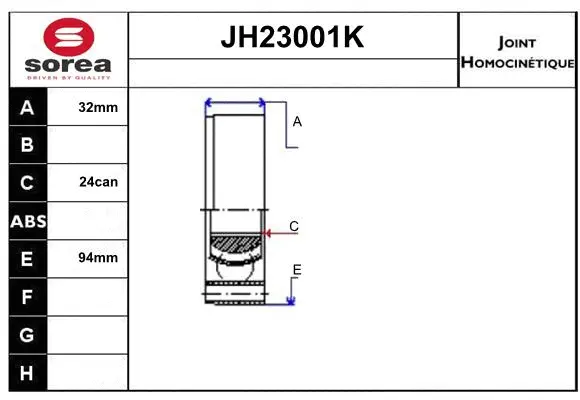 Joint Kit, drive shaft (JH23001K)