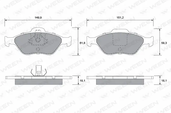Brake Pad Set, disc brake (151-1284)