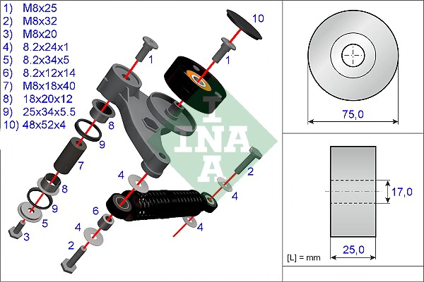 Repair Kit, v-ribbed belt tensioner