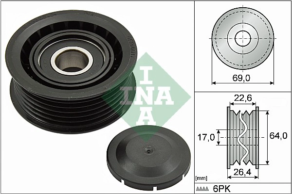 Deflection/Guide Pulley, V-ribbed belt (WG1252776)