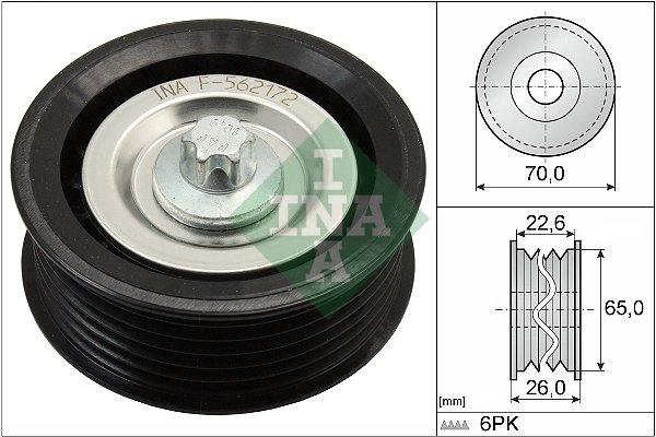 Deflection/Guide Pulley, V-ribbed belt (WG1253046)