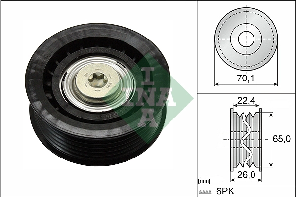 Deflection/Guide Pulley, V-ribbed belt (WG1253010)