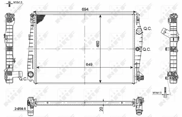 Radiator, engine cooling (WG1722050)