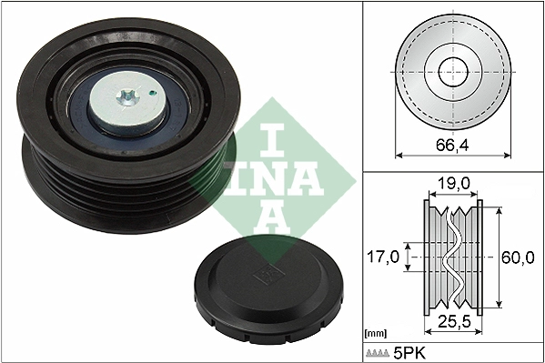 Deflection/Guide Pulley, V-ribbed belt (WG1253120)