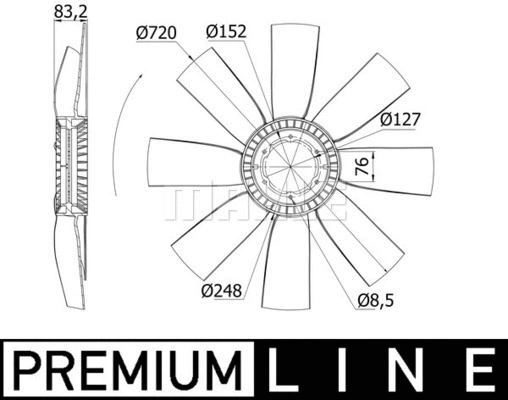 Fan Wheel, engine cooling (WG2180909)