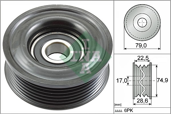 Deflection/Guide Pulley, V-ribbed belt (WG1710124)