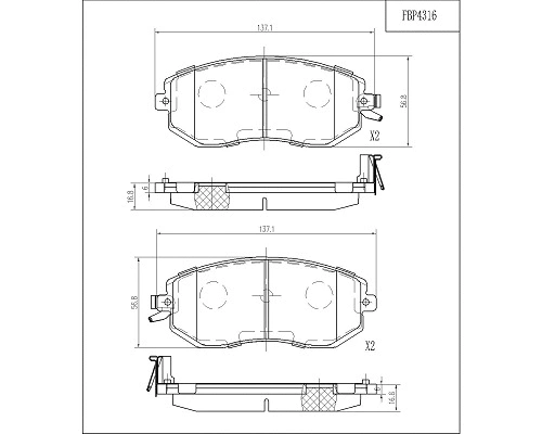Brake Pad Set, disc brake (FBP4316)