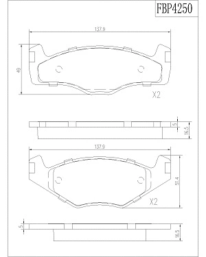 Brake Pad Set, disc brake (FBP4250)