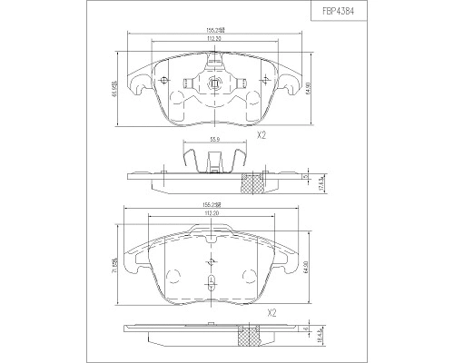 Brake Pad Set, disc brake (FBP4384)