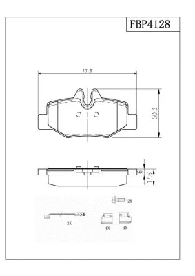 Brake Pad Set, disc brake (FBP4128)