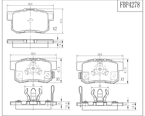Brake Pad Set, disc brake (FBP4278)