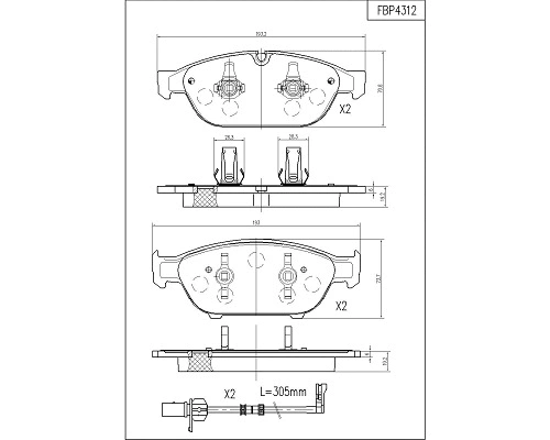 Brake Pad Set, disc brake (FBP4312)