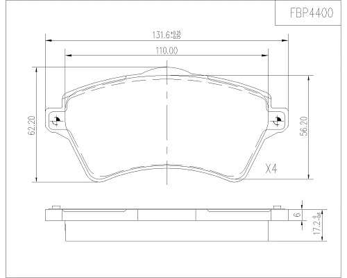 Brake Pad Set, disc brake (FBP4400)