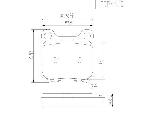 Brake Pad Set, disc brake (FBP4418)