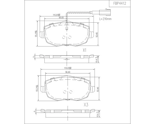 Brake Pad Set, disc brake (FBP4412)