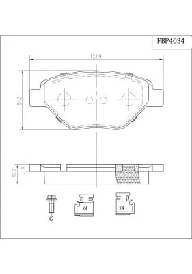 Brake Pad Set, disc brake (FBP4034)