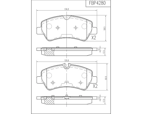 Brake Pad Set, disc brake (FBP4280)