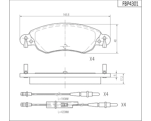 Brake Pad Set, disc brake (FBP4301)