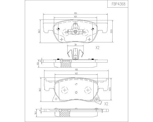 Brake Pad Set, disc brake (FBP4368)