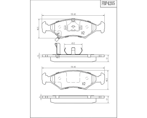 Brake Pad Set, disc brake (FBP4205)
