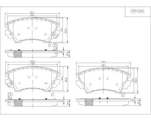 Brake Pad Set, disc brake (FBP4366)