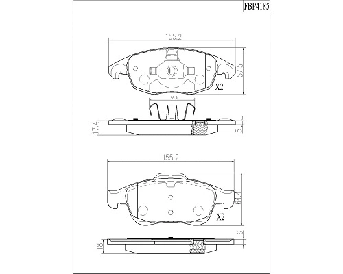 Brake Pad Set, disc brake (FBP4185)