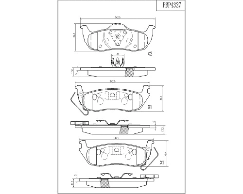 Brake Pad Set, disc brake (FBP4327)