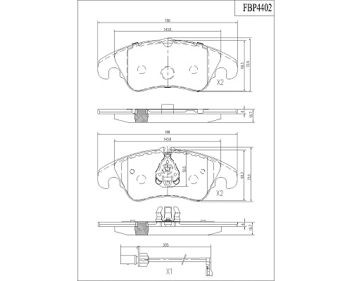 Brake Pad Set, disc brake (FBP4402)