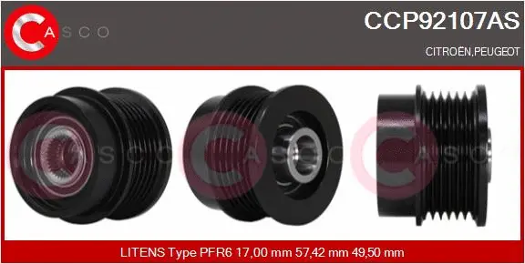 Belt Pulley, alternator (CCP92107AS)